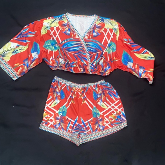 Boho Print 2pc Crop Top and Shorts Set - Picture 4 of 6